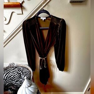 Gianni Bini Olive green velvet wrap dress. Size small